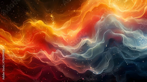  A digital painting depicting the fluidity of motion through swirling shapes and vibrant colors
