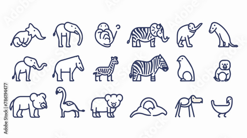 Popular wild life animals thin line icons set. Modern