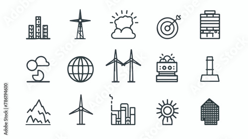 Power generation and ecologic energy thin line art icon