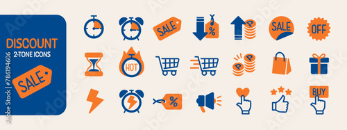 Discount sale two color icon set