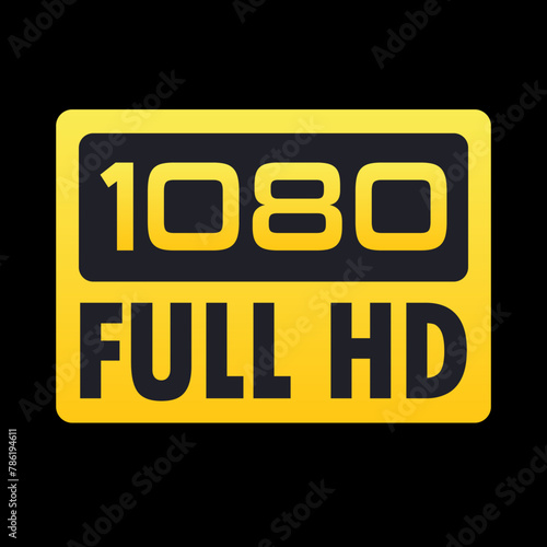 1080p Full HD icon golden color badge vector illustration
