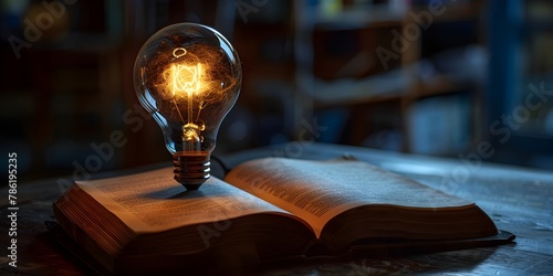 Illuminating Knowledge A Glowing Lightbulb on an Open Book Symbolizing the Power of Learning