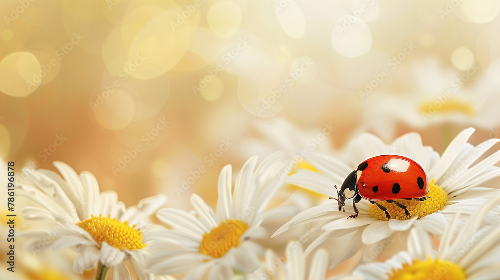 Nature's Grace: Ladybug on Daisy with Elegant Centered Text