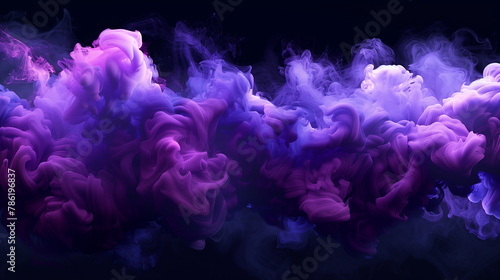 Vivid Dreams: Purple and Violet Fluffy Smoke on Black Background