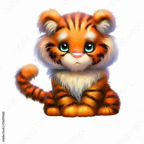 3D furry forest animal with beautiful colors and white background. with Generative AI technology