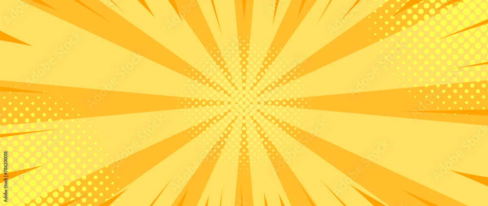 Fototapeta premium 太陽光 抽象 オレンジ 黄色 コミック 背景