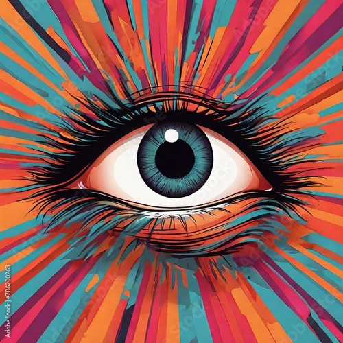 Vector human eye illustration made by halftone patter, colorfull © Mustafa