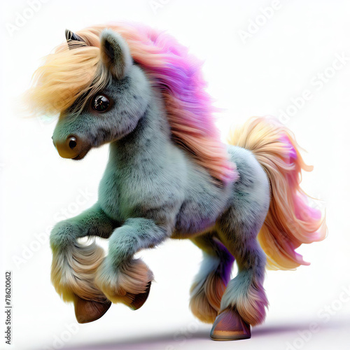 3D furry forest animal with beautiful colors and white background. with Generative AI technology