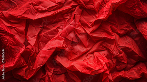 A red piece of fabric with a lot of wrinkles