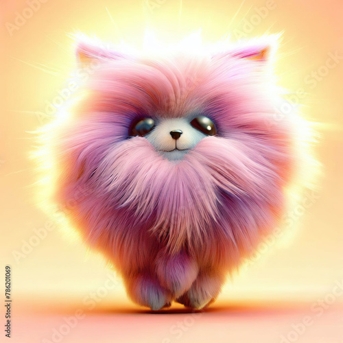 3D furry forest animal with beautiful colors and white background. with Generative AI technology