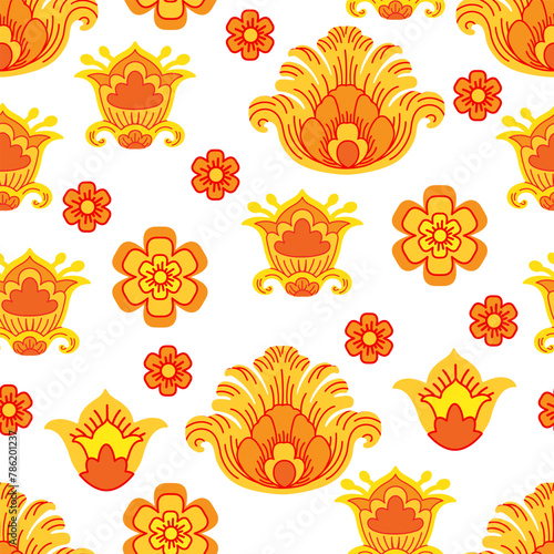 Floral seamless pattern in traditional Russian style vector