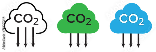 CO2 emissions icon. Ecology and environment symbol. Sign vector carbon dioxide pollution.