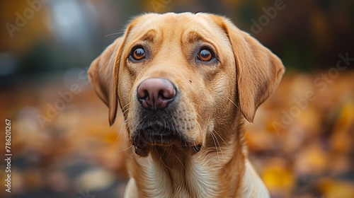 Closeup of a carnivore dogs snout and ear with leaves in the background
