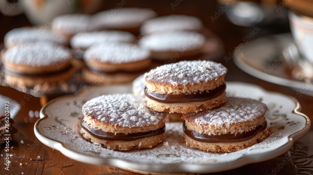 Alfajores Traditional Argentinian treat made with chocolate cakes and dulce de leche Alfajores Traditional Argentinian treat made with chocolate cakes and dulce de leche