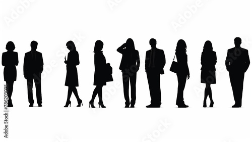 silhouettes in a row of business people isolated on a white background  a silhouette of a group of people businessmen for design and layer overlay