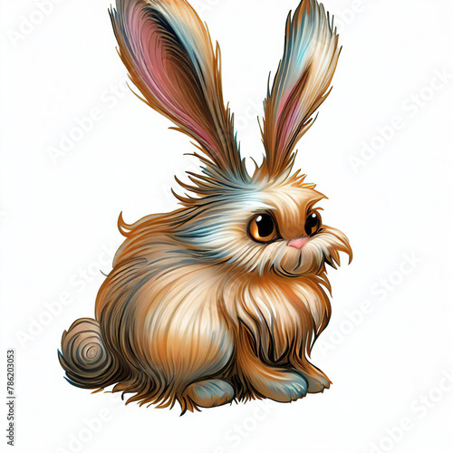 3D furry forest animal with beautiful colors and white background. with Generative AI technology