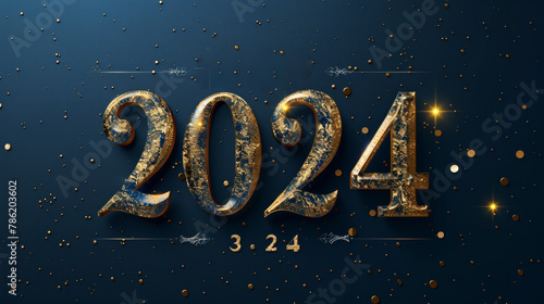 A glittery gold number twenty four with a blue background photo
