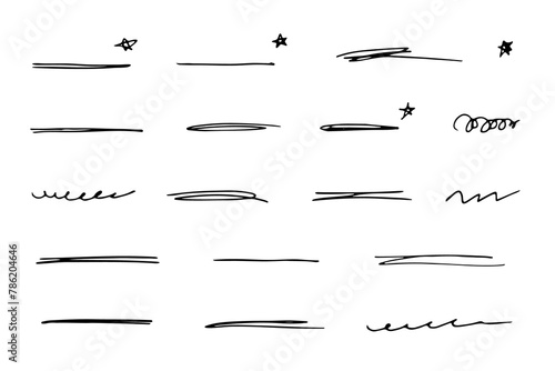 Hand drawn pen scribbles doodles scrawls underlines circles lines, transparent background png