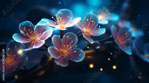 Double exposure of radiant flower on deep turquoise background for striking visual impact