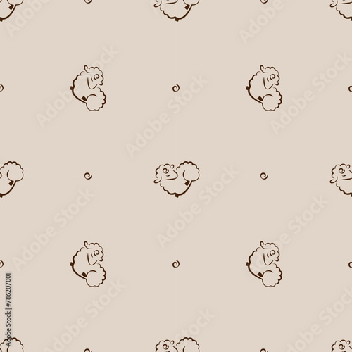 seamless animalistic pattern with  lambs, stylized images, vector