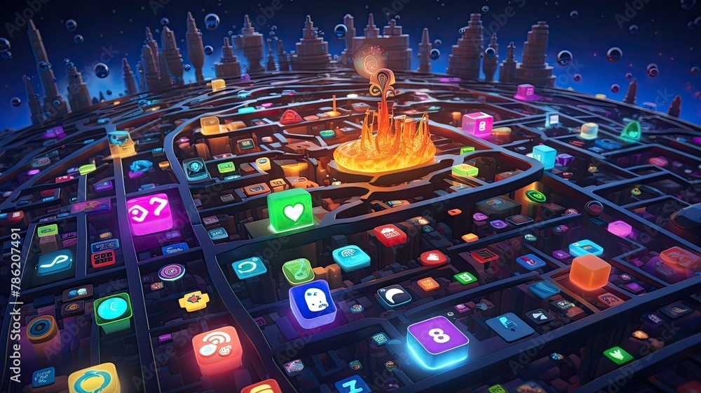 Fantasy abstract social media technology background. Fantasy abstract social media technology background.