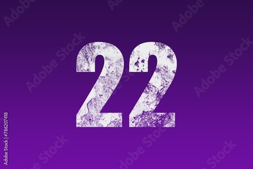 Obraz na płótnie flat white grunge number of 22 on purple background.