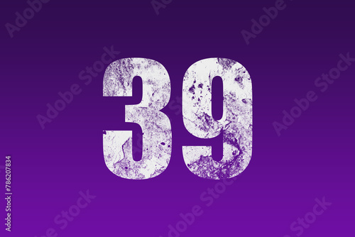flat white grunge number of 39 on purple background.
