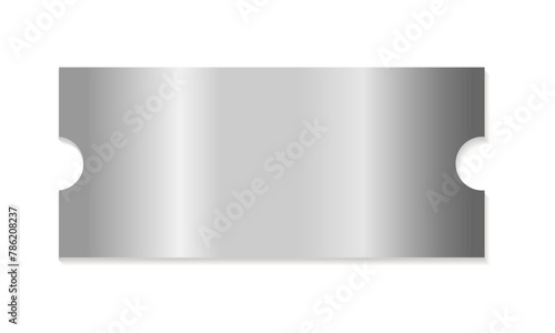 Silver ticket isolated on transparent background. Vector illustration grey coupon for websites, applications, cinemas, clubs, mass events and creative design.Gift voucher silver texture.EPS 10