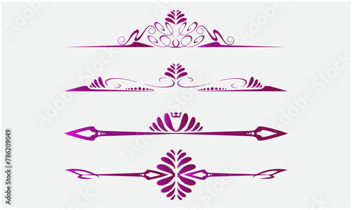 floral border illustration, dividing abstract Lines, flower png