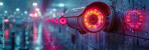 Vigilant Guardian  Glowing Purple Security Camera Keeps Watchful Eye