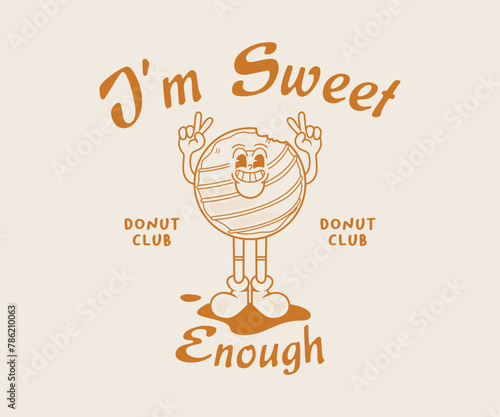 cartoon character of donut Graphic Design for T shirt Street Wear and Urban Style