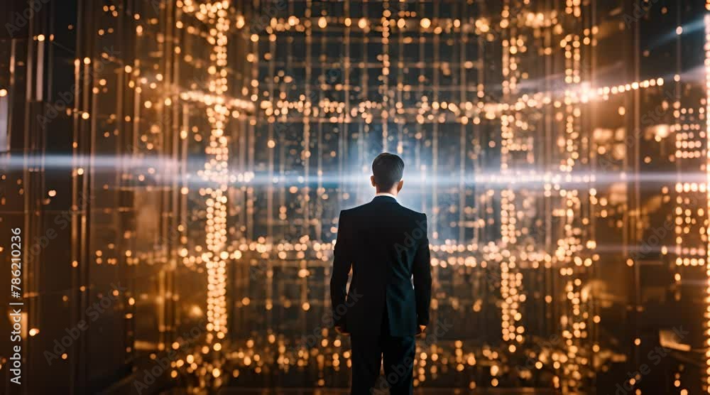 business man and abstract technology background business man and abstract technology background