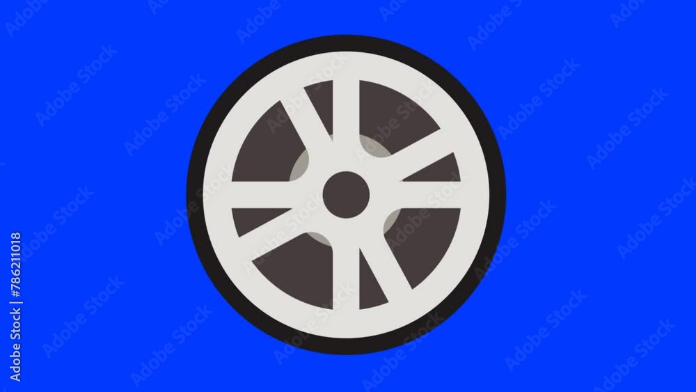 Flat Image of Car Wheel Spokes, Car Wheel in Motion Against blue Screen Background Flat Image of Car Wheel Spokes, Car Wheel in Motion Against blue Screen Background
