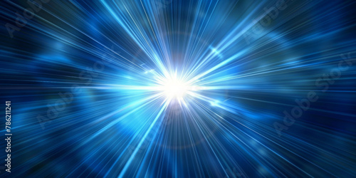 blue light streak beam, abstract laser spotlight background, showing speed, futuristic movement