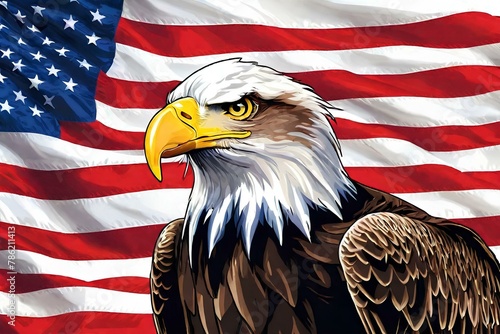 American flag with eagle