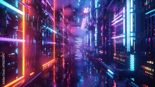 A surreal vision of an extraterrestrial cityscape, where neon lights and futuristic architecture bathe the alien metropolis in a spectrum of dazzling colors.