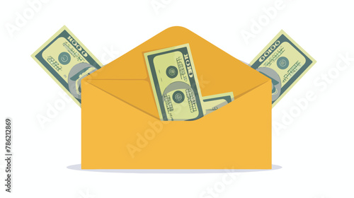 Some dollar bills in yellow paper envelope. Send money