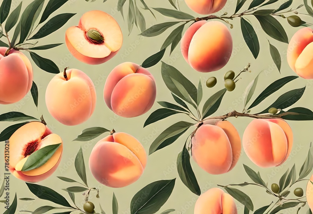 seamless pattern with peaches