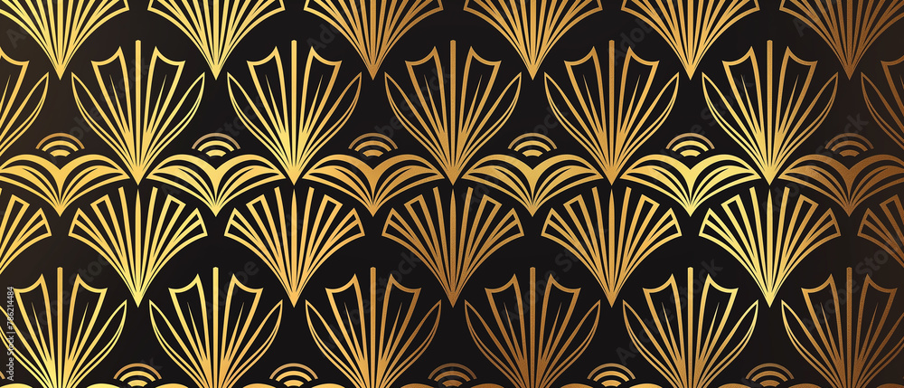Vip invitation background texture for website. Luxury golden wallpaper. Art Deco Pattern.