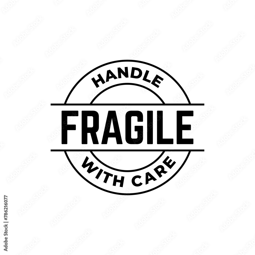 Fototapeta premium sticker fragile handle with care, red fragile warning label vector
