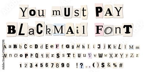 Cut out newspaper letters for blackmail photo