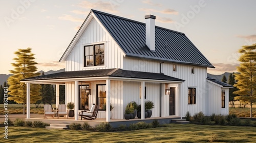 Modern farmhouse front door porch exterior architecture with contemporary design