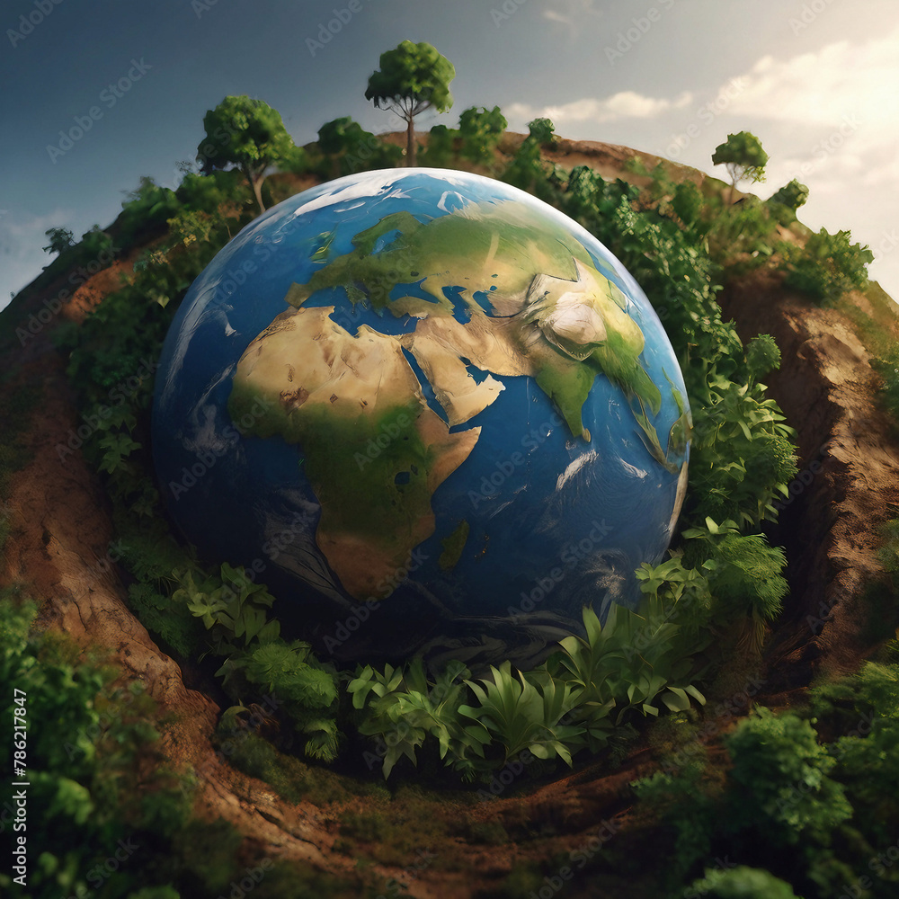 Visualizing Sustainability 3D Realistic Concept Illustrating Environmental Conservation