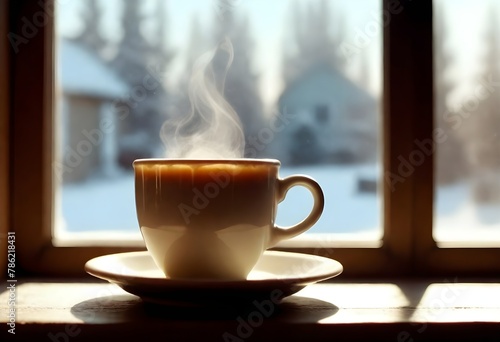 A Steaming Mug Of Hot Cocoa On A Cozy Cafe Table