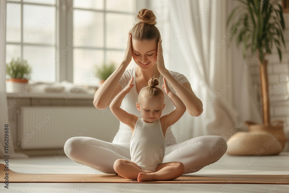 mother and daughter doing yoga at home mother and daughter doing yoga at home