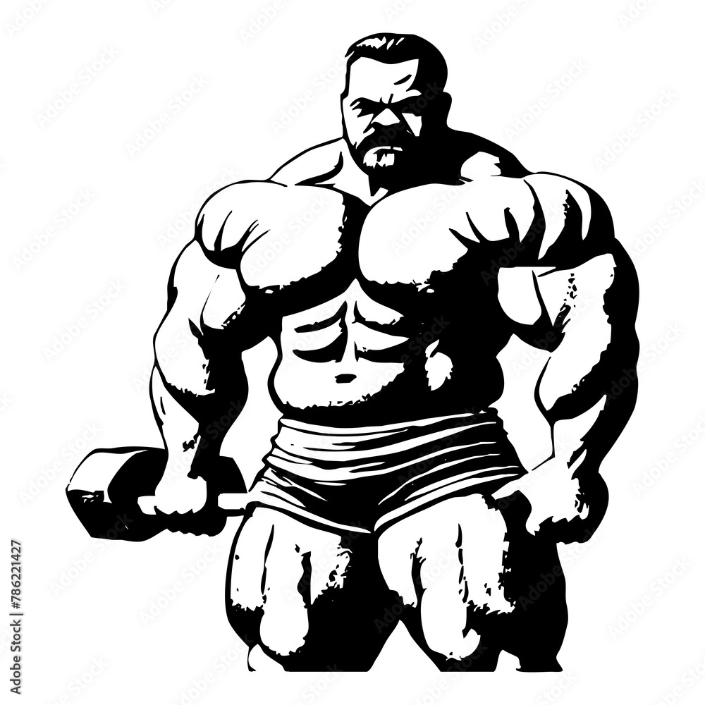 Strongman . Fictional character . Black and white illustration generated by Ai Strongman . Fictional character . Black and white illustration generated by Ai