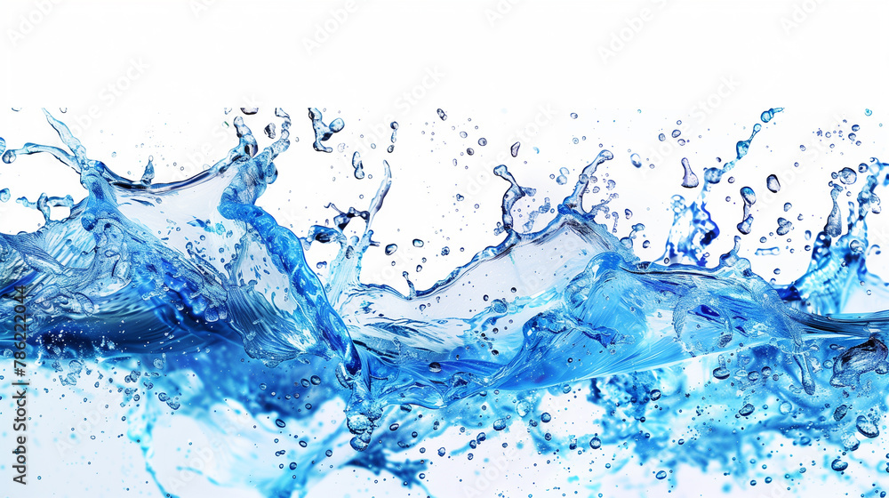 Water splash in blue color on white background, Generative AI Water splash in blue color on white background, Generative AI