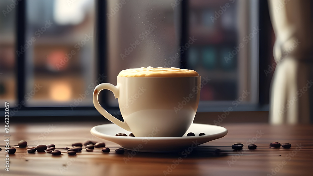 Obraz premium Coffee in front of the window 