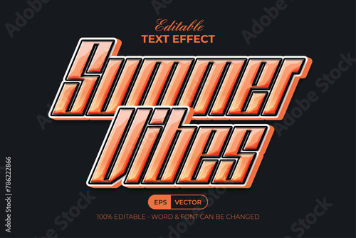 Summer Vibes Text Effect 3D Style. Editable Text Effect.