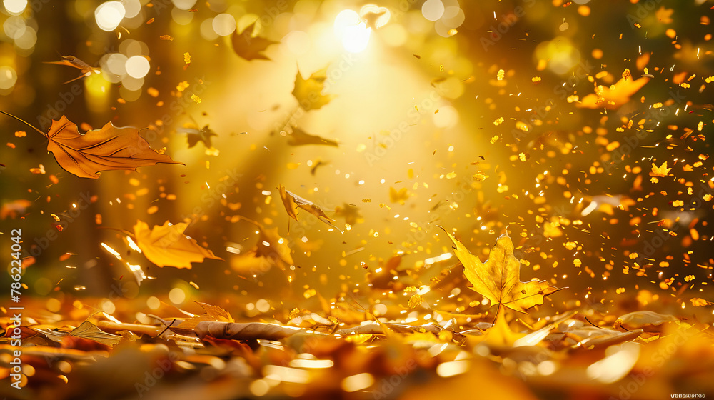 Close-Up of an Autumn Leaf with Sunlight Filtering Through, Perfect for Nature-Themed Backgrounds and Seasonal Decor